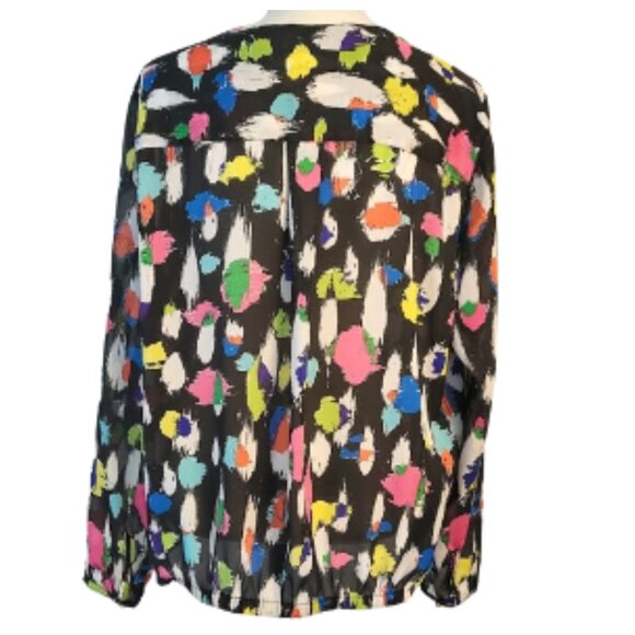 LIZ CLAIBORNE Multi-Colored Long Sleeve Open Front Wrap Blouse - Women's XL - Picture 3 of 5